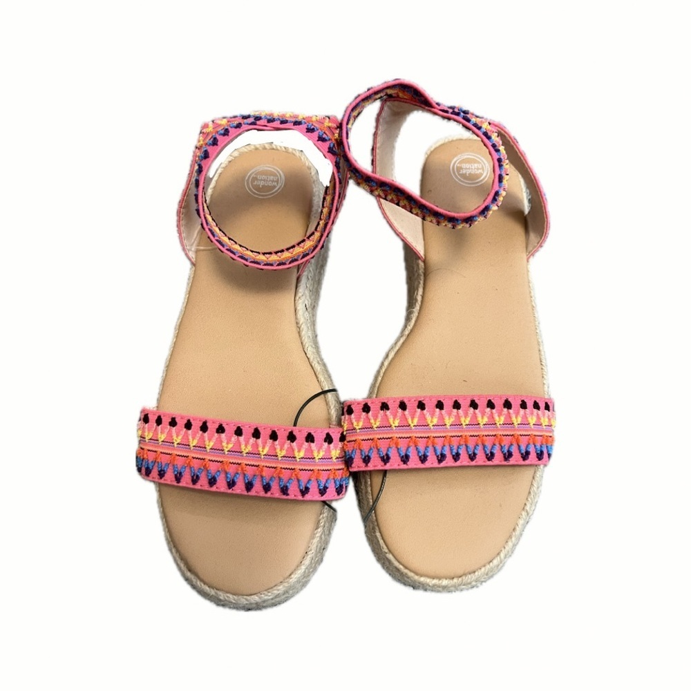 Wonder Nation Girls Pink Embroidered Espadrille Sandals - Size 3